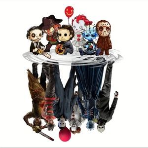1pc Fashion Cartoon Terror Movie Characters Heat Transfer Sticker 12.24inx9.45in